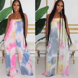 Women's Jumpsuits & Rompers Sexy Wrap-around Tie-Dye Wide Leg Women Pants Plus Size Multi Colors European American Lady ClothesWomen's