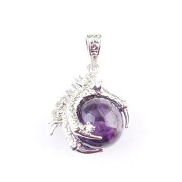 Pendant Necklaces Natural Dragon Claw Round Amethyst Stones Pendum Necklace For Men Women Jewelry Reiki Amet Gift N3115 Drop Deliver Dhgqa
