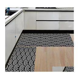 Cushion/Decorative Pillow Black White Kitchen Mat Geometric Printed Mats Cooking Rugs Floor Balcony Bathroom Carpet Entrance Door Dr Dhnkc
