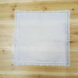 Set of 12 White Cotton Wedding Handkerchiefs Crochet Lace Hankies Women Hanky Ladies handkerchief 12x12-inch