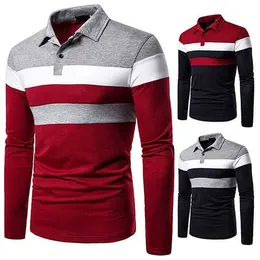 Men's Polo polos Shirts Long Sleeve Contrasting Colors Polo T-shirt Casual Lapel Spring Sweatshirt Colorblock Top 3 colors
