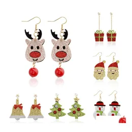 Dangle Chandelier Christmas Earrings Colorf Layered Santas Deer Women Gifts Jewelry Drop Delivery Dhydu