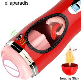 Sex Toys Massager 4 i 1 tunga slickande penis glans suger manliga onanator vibratorer för män uppvärmd vagina riktig fitta erotisk maskin