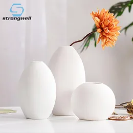 Vases Strongwell Home Decoration Ceramic Vase Living Room Display Furnishings White Porcelain Mini Flower Arrangement Artware