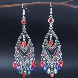 dangle earrings chymyad vintage crystal for for water drop shaped long estnic colorful beads tassel chainsステートメントイヤリング