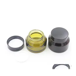 Packing Bottles 15G 30G 50G Glass Cosmetic Empty Jar Pot Green Amber Makeup Face Cream Container Bottle With Plastic Lid And Inner D Dhljv