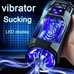 Adult massager Automatic Male Masturbator LCD Monitor Blowjob Sucking Machine Vibration Vagina Masturbation Sexy Electric Aircraft Cup for Men