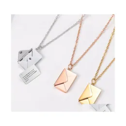 Chains Love Letter Envelope Pendant Necklace Stainless Steel Jewelry Valentine Day Gift Ladies For Womenchains Drop Delivery Necklac Dhika