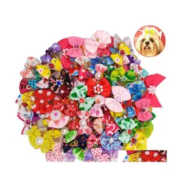 Dog Grooming Wholesale Bows Cat Pet Head Flower Bow Jewelry Hairpin Headband Teddy Rubber Band Drop Delivery Home Garden Supplies Dh8Oo