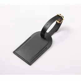 Top Grade Black Genuine Leather Bag Parts Accessories Travel Name Tag Nametag For Designer Handbag Luggage Duffle Custom Made Personalization Hot Stamp Service