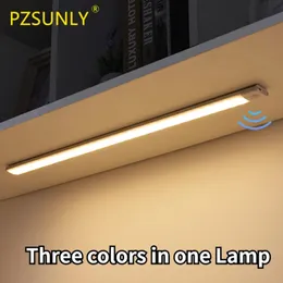 Nocne oświetlenie oświetlenia czujnik USB LED bezprzewodowy pod szafką do szafki do szafki kuchennej sypialni garderoby Wewnętrzne światła nocne