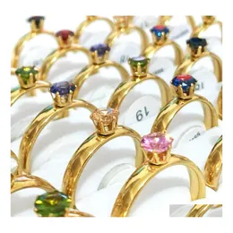 Parringar BK LOTS 30st Gold Color Rhinestone Mix Zircon For Women Fashion Elegant Loves Gifts Verlobungring Jewelry Wholesale D DH4QD