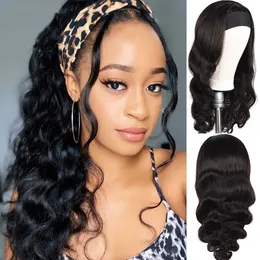 Wigs de renda onda corporal lenço de cabelo humano 180% Densidade Remy Natural Bandada da cabeça ondulada para mulheres negras Perruque Cheveux 230106