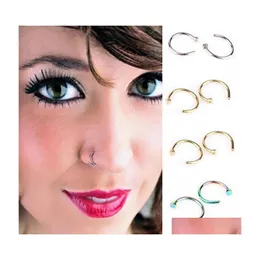 Party Favor Nose Rings Body Piercing Fashion Jewelry Stainless Steel Hoop Ring Earring Studs Fake Non Drop Delivery Home Garden Fest Dhe8a