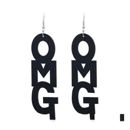 Stud Kreative Geometrische Buchstaben Charms Acryl Essigsäure Blatt Ohr Vintage Omg Aussage Lange Tropfen Ohrringe Für Frauen Lieferung Jewe Dheti