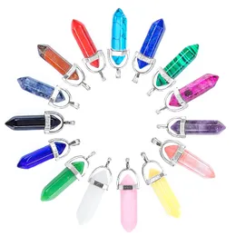 Pendants Framendino Shape Hexagonal Chakra Charm Crystal Stone Colorf Healing Pointed Beads For Jewelry Making Drop Delivery Amk9M