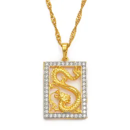 Pendant Necklaces Anniyo Dragon For Women Girls Chinese Style Jewelry Cubic Zirconia Mascot Ornaments Lucky Symbol #068904