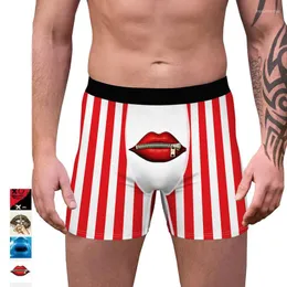 Majaki 2023 Autumn Red Lips Mantie 3D Digital Printing Sexy Men's Bielizna oddychająca bokserki Otaaik Q520