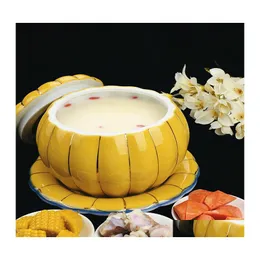 Miski Ceramiczne Miski z dyni z ER Kitchen Appliance Restaurant serwowanie mikrofalowych piekarników wystawa stołowa Dostawa DH754
