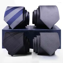 Bow Ties Gentlemen Business 6CM Slim Tie For Men Fashion Formal Neck High Quality Suit Work Party Necktie With Gift Box