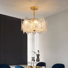 Chandeliers Glass Nordic Led Room Light Gold Lâmpeira de ouro Chandlier de teto para o restaurante de cozinha de quarto vivo luzes