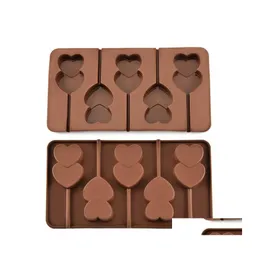Moldes de cozimento 5 grade em forma de cora￧￣o duplo sile non stick lolly biscoito de molde de doces de chocolate gota entrega de garden home jardim cozinha di dhhw0