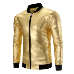 Giacche da uomo maschile Shiny Gold Gold Metallic e Coats Streetwear Baseball Bomber Giacca maschio Club Club Singer Chaqueta