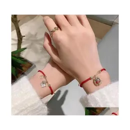 Charm Bracelets Year Of The Ox Red Rope Bracelet Braided Transfer Lucky Temperament Zodiac Hand Women Lovers Gifts Fashion Jewelry1 Dhfmi