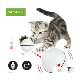 고양이 장난감 메스 너그 스마트 대화식 장난감 공 마이틱 롤링 LED 조명 타이머 기능 USB 충전식 애완 동물 운동 201109 D DHGP3