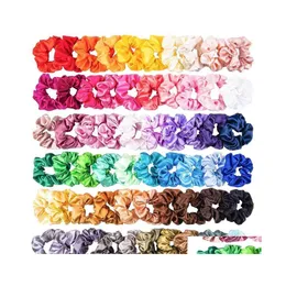 Hair Accessories 60Pcs Solid Color Silk Satin Bands Womens Or Girls Jewelry Hairband Suitable For Ponytail Scrunchies Drop Delivery P Dhnus