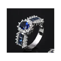 Solitaire Ring ädelstenringar Rings Blue Sapphire CZ 18K Guldfylld bröllopsläppleverans smycken DHGO8