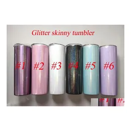 Tumblers 승화 텀블러 20oz 화이트 스키니 무지개 스테인리스 스틸 진공 진공 차선 뚜껑과 STS 드롭 DHMF5 배달 직선 컵