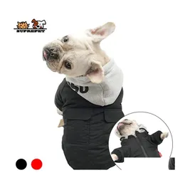 犬のアパレルスーパーペットペットジャケットフレンチブルドッグのための冬の服ウォームコットンコートパーカーチワワロパパラペロT200101ドロップデリブDHN3Q