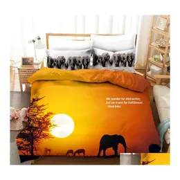 Наборы постельных принадлежностей 3D Animal Elephant Print Set Set Ers Ers PillWasse One Piece Comforter Bedclothes Lean Lens 08 Drop Home Garde Dhqle