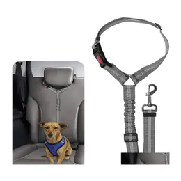 Dog Collars Leashes Seat Belt Harness Adjustable Safety Leads Doublesided Reflective Car Nylon Vehicle Seatbelts For Dogs Travel P Dhfc7