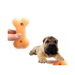 Hundespielzeug kaut Pet Supply Spielzeug Gummi Knochenform Squeak Sound Interaktives Kauen für kleine Welpen Drop Lieferung Home Garden Supplies DHRP8