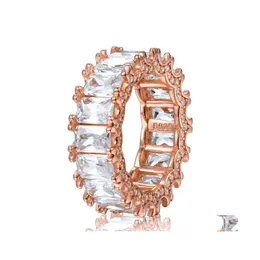 Anelli a grappolo Cmajor Sterling Sier Gioielli con diamanti sintetici Moda 14Ct Zircone cubico Anello classico quadrato in oro rosa dorato per goccia Dhvn3