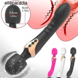 섹스 토이 마사기 이중 헤드 AV 진동기 성 도구 음핵 자극기 충전 가능한 10 진동 지팡이 커플을위한 장난감
