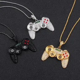 Chains Hip-hop Jewelry Game Console Handle Necklace Pendant Gold Chain Crystal Charms For Children Boys Gifts