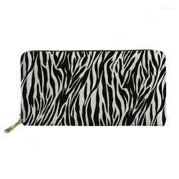 Plånböcker 3D Leopard/Snake Printing Coin Purse för Women Fashion Stripe Long Leather Wallet Female Card Holder Portfel