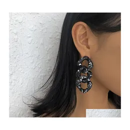 Clip-On Screw Back Clipon European And American Exaggerated Jewelry Personality Black White Dot Earrings Fashion Temperament Cold Dh6Bj