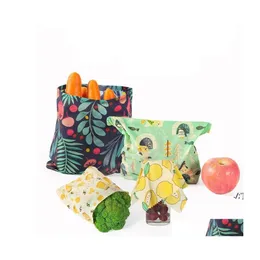 Reusable Grocery Bags Zero Waste Beeswax Cloth Wraps Food Sandwich Fruit Kee Fresh Bag Bees Wax Wrap Plastic Pae11435 Drop Delivery Otnye