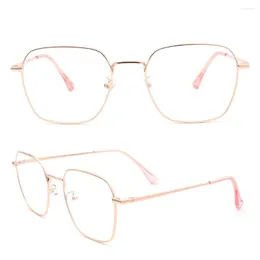 Sunglasses Frames Oversize Men Eyeglass Frame Women Square Optical Glasses Metal Full Rim Rx Eyewear Black Rose Gold Silver Light Spectacles