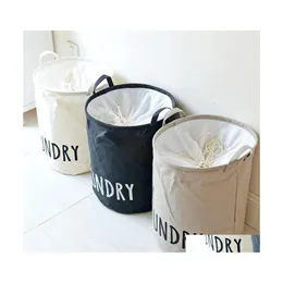 의류 옷장 저장 Fourcolor English Cotton 및 Linen Bucket Waterproof Fabric Dirty Worts Sundries 장난감 드롭 배달 홈 DHRPL