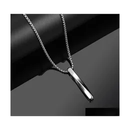 Pendant Necklaces 2022 Fashion Men Rec Necklace Trendy Simple Stainless Steel Chain Spiral Hip Hop Jewelry Gift For Lovers Drop Deli Dh9Bx