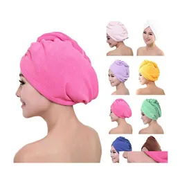 Cuffie da doccia 60X25Cm Asciugamano da bagno in microfibra Asciugacapelli Asciugatura rapida Lady Soft Cap Hat For Men Turban Head Wrap Bathing Tools Drop Delive Dhorj