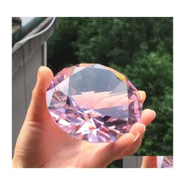 Craft Tools 80Mm Color Clear Crystal Diamond Shape Paperweight Glass Gem Display Ornament Wedding Home Decoration Art Material Gift Dhjhf