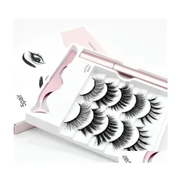 Pesta￱as postizas de alineador de ojos l￭quido magn￩tico set 5 im￡n de pegamento herramientas de maquillaje 4 pares de pesta￱as 3in1 entrega de entrega salud belleza mA dhzun