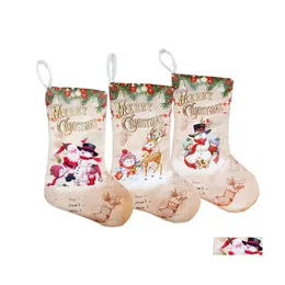 Christmas Decorations Stockings Pendant Cloth Small Boots Ornament Pattern Print Party Home Decoration Gift Bag Stocking Drop Delive Dhrca