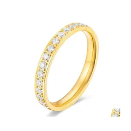 Anéis de casamento dedo jóias femininas jóias titânio aço minimalista brilhante zircão cúbico de alta qualidade eternidade proposta de anel entrega dhz2o